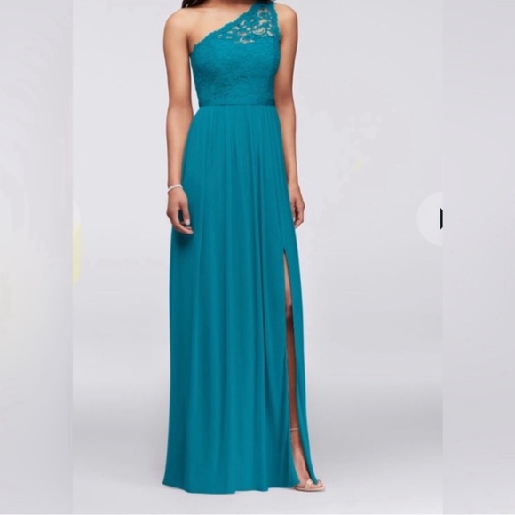 David’s bridal Oasis lace one shoulder bridesmaid dress - Picture 2 of 8